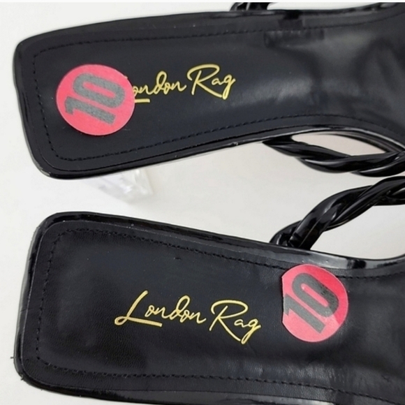 London Rag Black Inamorata Braided Cord Clear Heeled Sandals Square Toe Size 10 - Picture 10 of 12